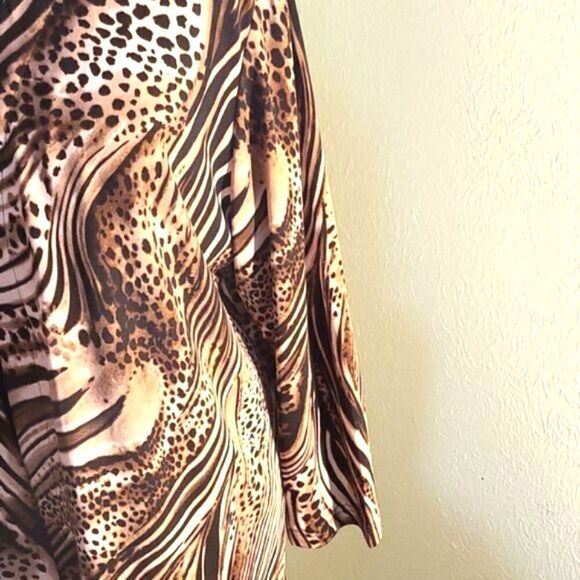 Ronni Nicole Lightweight Cardigan Jacket, Browns/Tans/Animal Print, Size XL - Picture 3 of 5